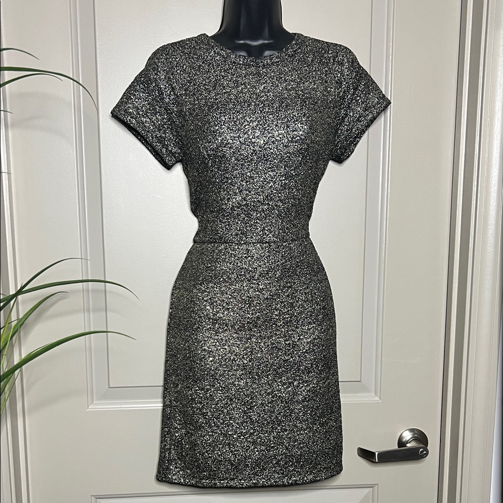 Collective Concepts Metallic Black Mini Dress